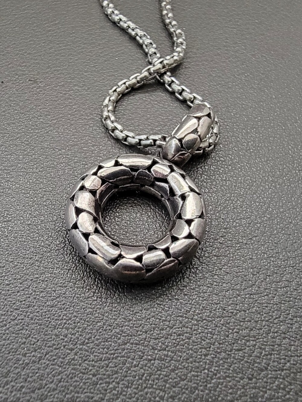 925 Sterling Silver Rotating Donut Pendant Necklace | Spinner Circle Pendant - Picture 3 of 6